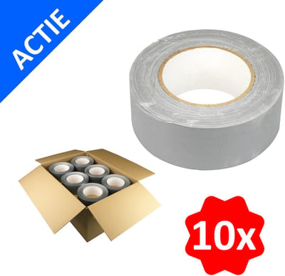 Extra stevige duct tape | 50mm x 50meter - Grijs - 10 rollen | Bulkdeal