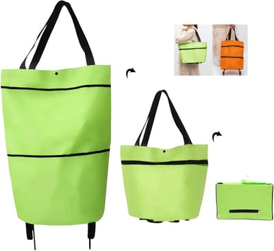 2-in-1 Boodschappentrolley - Boodschappentrolley met Wielen - Boodschappenwagen - Waterdichte Trolleytas - Afneembare Boodschappentas - Extra Groot en Sterk - Lichtgewicht - Opvouwbaar - Boodschappenwagen - Groen