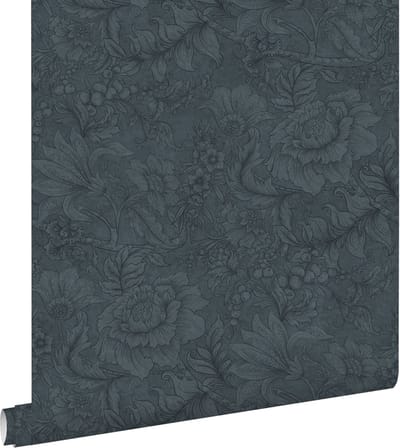 ESTAhome behang bloemmotief donkerblauw - 50 x 900 cm - 139792