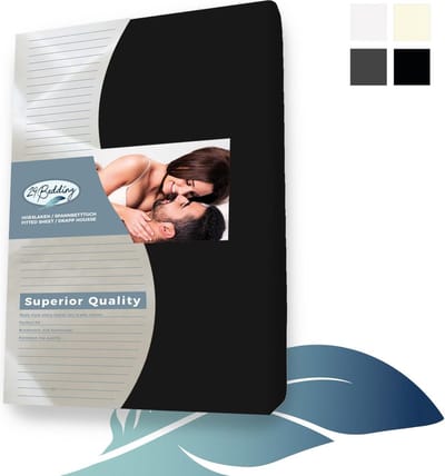 24-bedding - Duopak 2 stuks !! - Jersey Topper Hoeslaken - Topdek Hoeslaken Jersey - 80x200 cm - Zwart - 100% katoen - 5 t/m 15 cm hoogte.