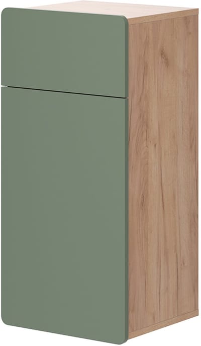 Vicco Izan Halfhoge kast – 36.6 x 76.6 cm met lade en deur Groen/gouden eik