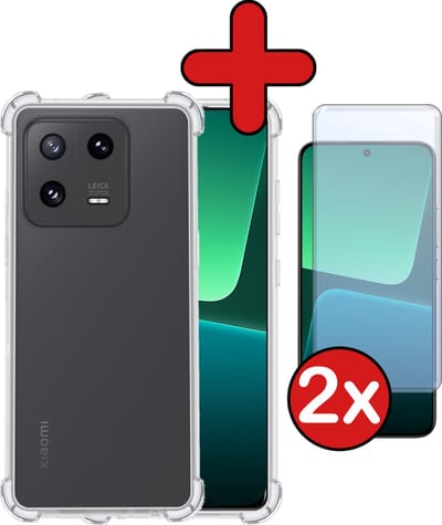 Hoesje - Met Screenprotector - 2 Stuks - Geschikt voor Xiaomi 13 - Sterk & Shockproof - Back Cover - Siliconen Case - Telefoon Hoes - Shock Proof - Telefoonhoes - Transparant
