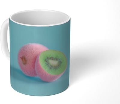 Mok - Koffiemok - Kiwi - Blauw - Surrealistisch - Mokken - 350 ML - Beker - Koffiemokken - Theemok