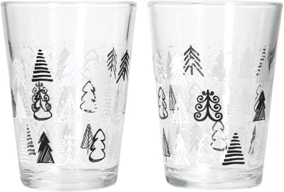 Set van 2 TREE GREY kerstboompotten met zwart-witte kerstbomen - 817348