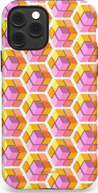 Casetastic Hoesje Geschikt voor Apple iPhone 12/12 Pro Magsafe - Stijlvolle Beschermende Duo-layer Case - Pastel Hex Kunst