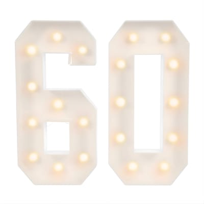 Oplichtende cijfers – Voor verjaardagsfeestjes (30e, 40e, 50e, 60e) – Decoratie voor verjaardagen – LED-verlichting, 30/40/50/60 stuks, wit