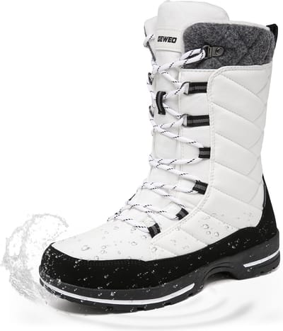 Winter Sneeuwlaars Dames - Waterdichte Sneeuwlaarzen - Winter Fleece Gevoerd Warme Winterlaarzen - Snowboots Antislip Outdoor - Wit - Maat 37