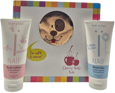 Naif Baby Cadeauset Washgel - Bodylotion & Warmteknuffel – Luxe Cadeauset | Giftbox | Perfect Geschenk voor Baby's