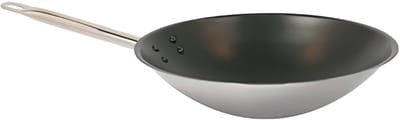 KitchenAid Classic Stainless Steel Wokpan 28cm - 5L - PFAS-vrije antikleeflaag - Wokpan inductie - Keramische pan - Ovenbestendig tot 160°C - Koudgrepen - Zonder deksel - Zilver