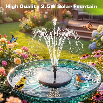 Solar Fontein op Zonne-energie 3,5W met Accu – Drijvende Vijverpomp voor Vogelbad, Vijver & Tuin – Waterfontein voor Buiten met Batterij