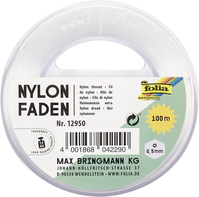 Nylondraad op spoel, 0,5 mm x 100 m, transparant