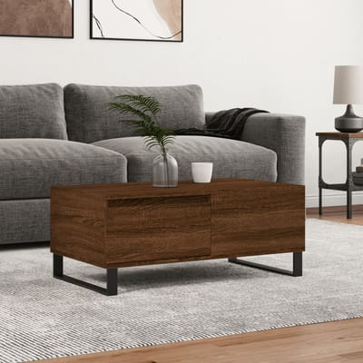 vidaXL - Salontafel - 90x50x36,5 - cm - bewerkt - hout - bruin - eikenkleur
