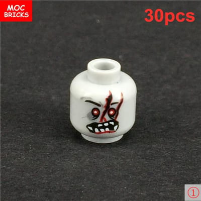 30 stuks/partij MOC Stenen Zombie Gezicht Hoofd Expressie Collectie anime figuur DIY compatibele bouwstenen Educatief Speelgoed white