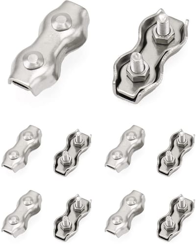 Duplexklem voor Draadkabel, Roestvrijstalen 304 kabelklem - Set van 10 stuks. Geschikt voor 3 mm - 4 mm Draadkabel. Perfect voor Stalen Koord, Waslijn en Luifelbevestigingen.