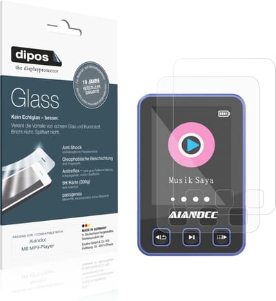 dipos – 2x Matte Pantserfolie geschikt voor Aiandcc M8 MP3-Player | 9H Screenprotector