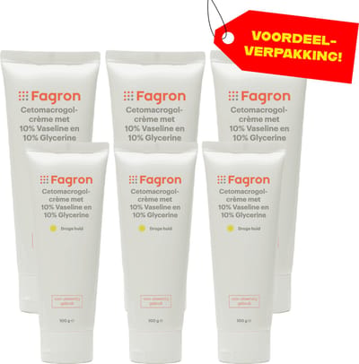 Fagron Cetomacrogolcrème Met 10% Vaseline & 10% Glycerine - 6x100 ml voordeelverpakking