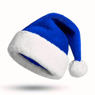 Kerstmuts Kerstmuts voor Volwassen Deluxe Pluche Kerstman Hoed met een Faux Fur Pompom op de bovenkant en breed voor de Kerstman-Blauw