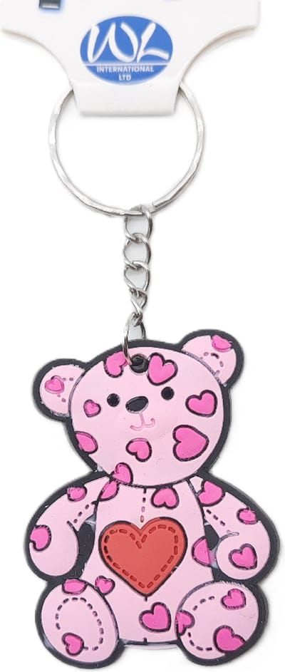 Sleutelhanger Teddybeer – Roze Beer van Kunststof – Sleutelhanger Kind – Mini Beertje – Cadeau Traktatie