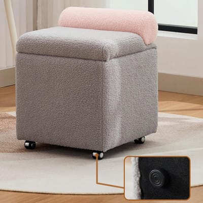 Draaibare Vanity Stoel - Make-up Kruk - Make-up Routine - Verborgen Opbergvak - Met Wielen - Grijs