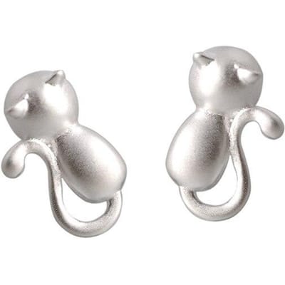 Mode Zilverkleur Hypoallergeen Schattige Kat Stud Oorbellen voor Vrouwen Cadeau Sieraden Vrouwelijke Brincos Bijoux white