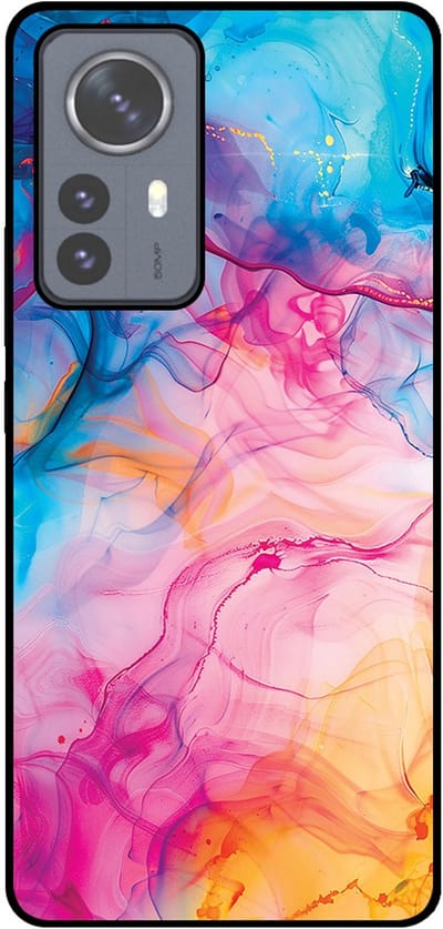 Smartphonica Telefoonhoesje Geschikt voor Xiaomi 12 Pro met Regenboog Acryl Marmer Opdruk - TPU Backcover Case Rainbow Acrylic Marble Design geschikt voor Xiaomi 12 Pro