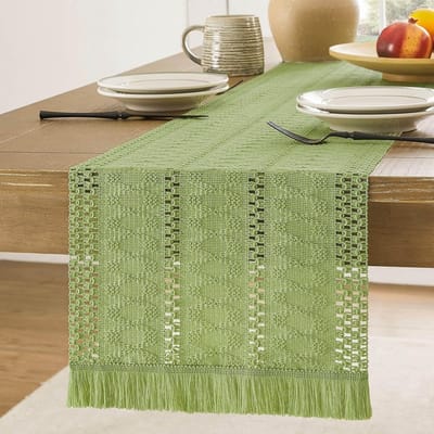 Tafelloper maat 30 x 140 cm tafelkleed herfst tafelloper groen vierkant paastafelkleed tafelkleed Kerstmis wasbare tafelloper voor bruiloft, restaurant buffetfeest