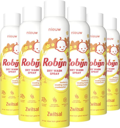 Robijn- Zwitsal Dry Wash Spray - 6 flessen x 200 ml - Voordeelverpakking