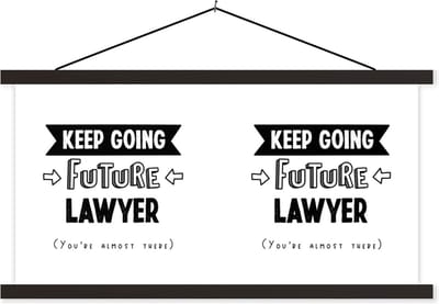 Posterhanger incl. Poster 60x30 cm - Schoolplaat - Quote - Studeren - Advocaat - Textielposter - Zwarte latten