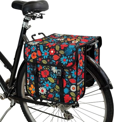 Fietstassen Dubbel - Banden Tassen - Fietsen Boodschappen Doen - Waterafstotend Materiaal - 26 Liter - Bloemenprint
