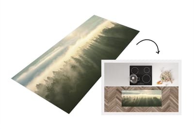 Keukenloper - Loper keuken - Bos - Mist - Zon - 120x50 cm - Keukenloper vinyl