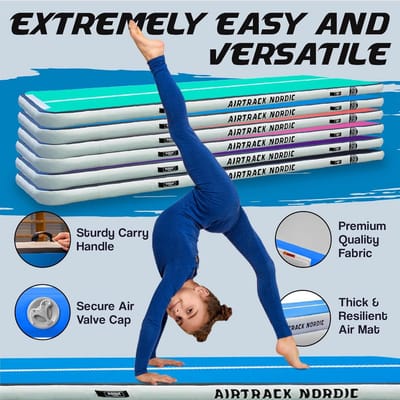 Airtrack - Inflatable Gymnastics Mat - Meerzijdig - Duurzaam en Waterdicht - Lichtgewicht en Draagbaar - Voor Gymnastiek en Tumbling
