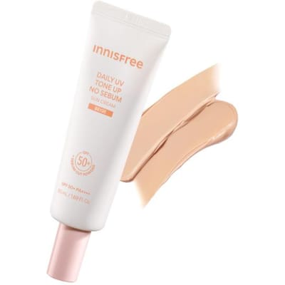 innisfree Daily UV Tone Up No Sebum Sun Cream Beige SPF50+ PA++++ 50ml 50mL white