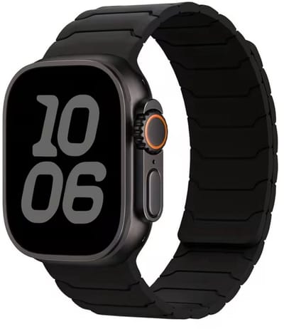 Zwart horlogebandje smartwatch dames en heren magnetisch sport siliconen band Geschikt voor Apple Watch 38 mm / 40 mm / 41 mm / 42 mm (serie 10 / 11) sportief ontwerp vervangende watch band