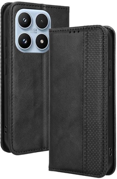 Coverup Hoesje - Geschikt voor Xiaomi 17 Hoesje - Coverup Vintage Style Book Case - Zwart