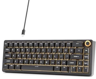 Dierya DK68E Gaming Toetsenbord, 60% Percentage Gasket Mechanisch Toetsenbord met Knop, RGB Hot Swap Lineaire Creamy Switches, Compact 66 Toetsen Anti-Ghosting, US-indeling, Zwart