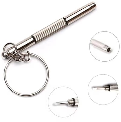 Bril schroevendraaier - 3-in-1 precisie schroevendraaier - Sleutelhanger - Inbus / Platkop / Kruiskop - Mini schroevendraaierset - Metaal - Jonyx