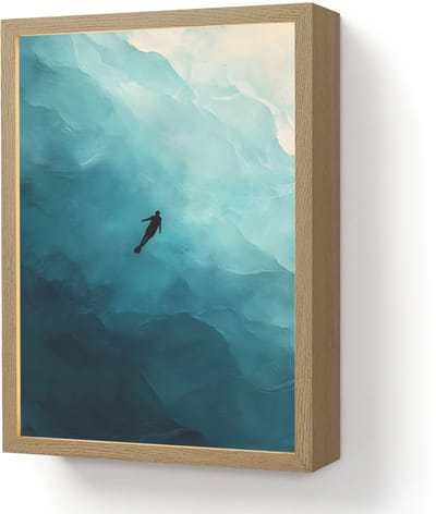 Wandlamp 30x40 cm - Oplaadbaar - Zee - Silhouet - Abstract - Blauw - Wandlampen binnen woonkamer - Slaapkamer lamp - Decoratieve nachtlamp - Vloerlamp draadloos
