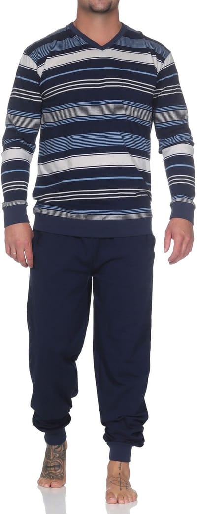 Normann heren pyjama lang met manchetten - pyjama met strepenlook - ook in grote maten