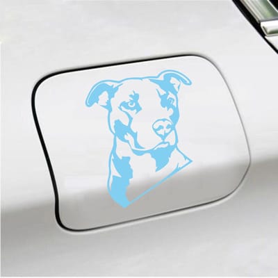 Bumpersticker - Pitbull  - 13 X 11 - Licht Blauw