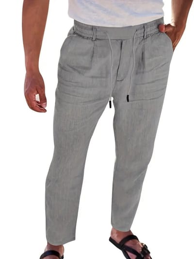 Livano Linnen Broek Heren - Zomerbroek - Volwassenen - Lange Broek - Pantalon - Strandbroek - Zomer - Ibiza Stijl - Grijs - Maat S