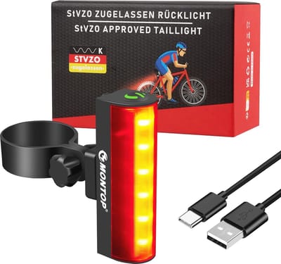 Led-fietsverlichtingsset met Lithium-ion-accu - StVZO-goedgekeurd, superhelder en waterdicht