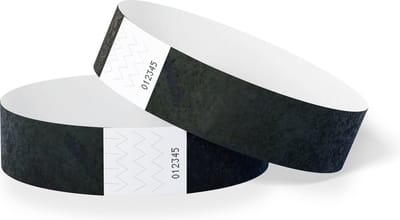 1000 stuks Polsbandjes Tyvek - 25 mm - festival bandjes - corona polsbandje - zwart