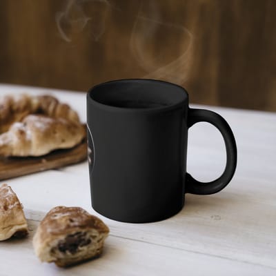 Magische Mok - Foto op Warmte Mokken - Koffiemok - Koffiebonen - Lepel - Zwart - Magic Mok - Beker - 350 ML - Theemok