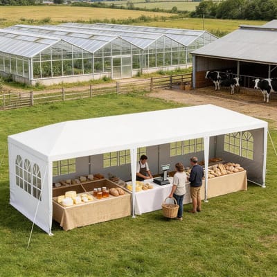 Feesttent Waterdicht - Tuinpaviljoen Partytent - Buitenfeestjes Organiseren - Met 4 Afneembare Zijpanelen - 3x9 Meter - Wit