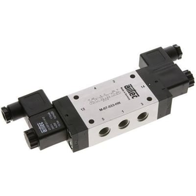 5/3 G1/4 '' Middenuitlaat Magneetventiel 12V DC 3-8bar/42-112psi Airtec