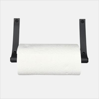 LGZ Leren Keukenrolhouder Zwart - Rolhouder Zwart metaal - Inclusief schroeven - 18x30cm - Leder