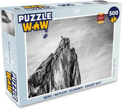 Puzzel Berg - Natuur - Klimmen - Zwart wit - Legpuzzel - Puzzel 500 stukjes