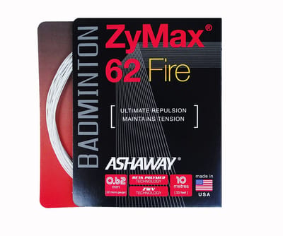 Ashaway Zymax 62 FIRE badmintonsnaar - 10m - wit