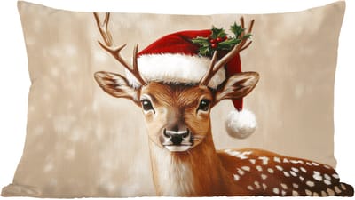 Sierkussens - Kussentjes Woonkamer - 60x40 cm - Kerst - Hert - Gewei - Rood