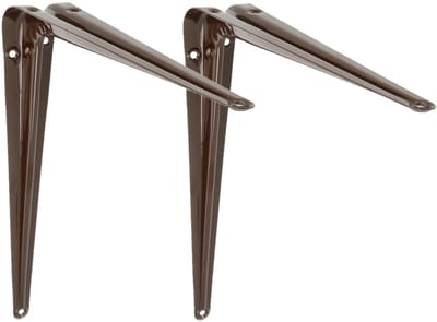 2x amig plankdrager- planksteun - van metaal - gelakt bruin - h300 x b250 mm